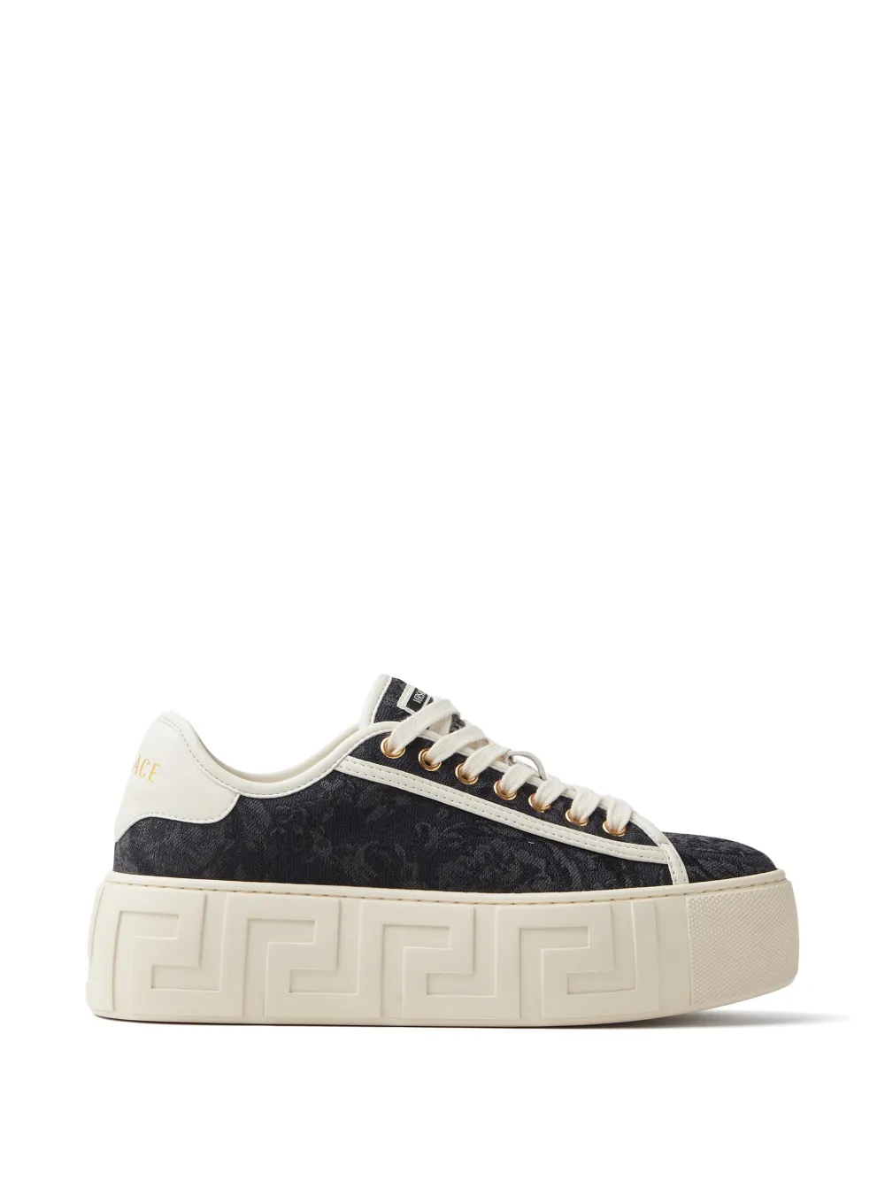 Versace Greca jacquard canvas platform trainers Zwart