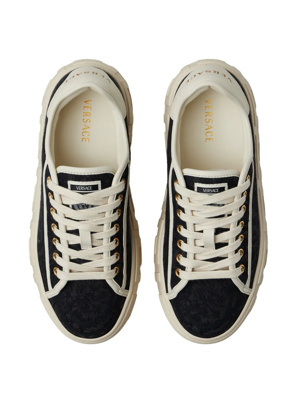 Versace Greca jacquard canvas platform trainers Zwart