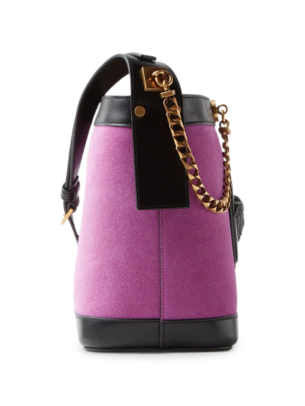 Versace Pivot suède mini bucket-tas Paars