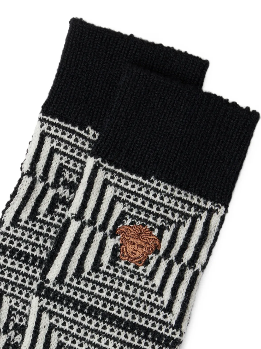Versace Wollen sokken met geborduurd logo-jacquard Zwart