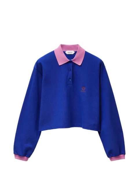 Versace embroidered-logo cotton-piqué long-sleeved polo
