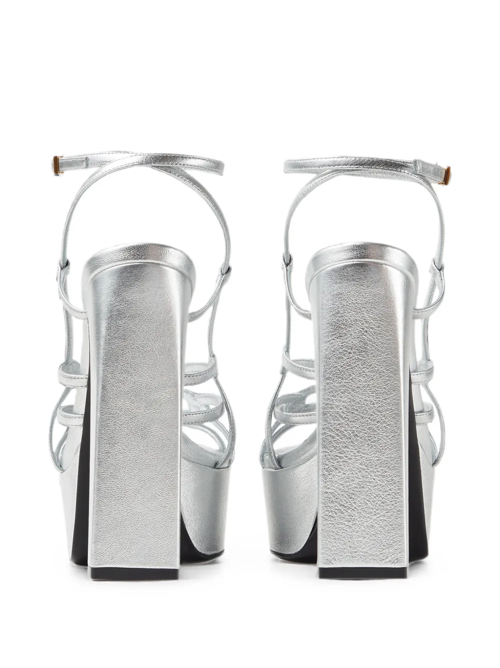 Versace Valentina metallic sandalen met plateauzool 140 mm Zilver