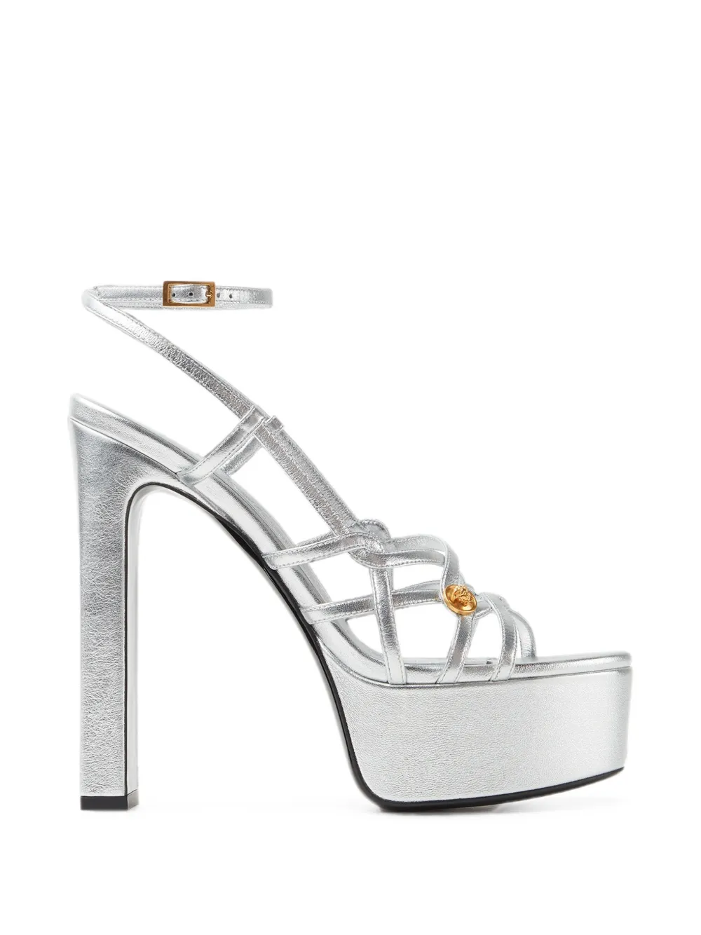 Versace Valentina metallic platform sandals 140 mm - Silber
