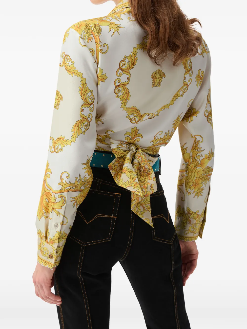 Versace Zijden twill overhemd met print Wit