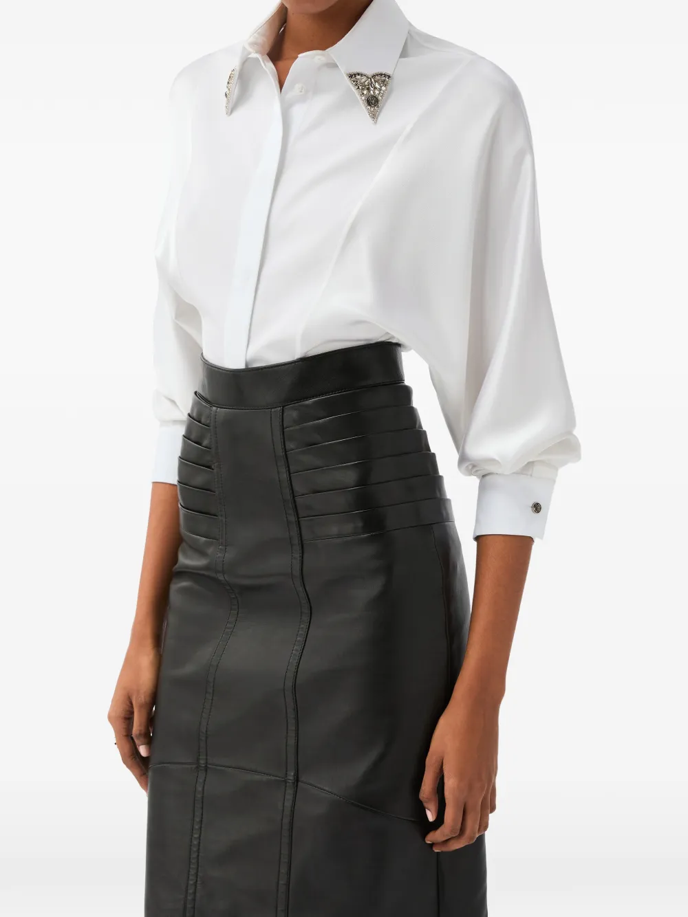 Versace Popeline blouse met geborduurde kraag Wit