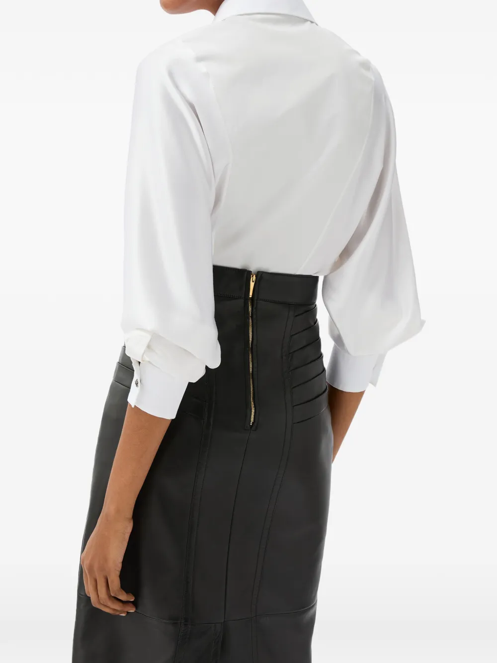 Versace Popeline blouse met geborduurde kraag Wit