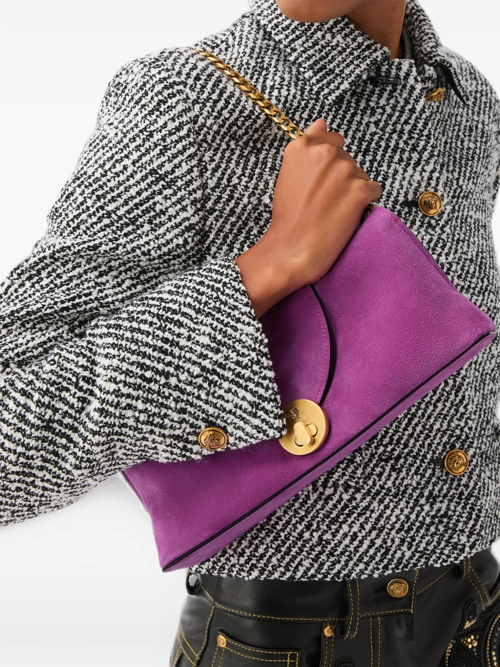 Versace Vivian suède clutch Paars