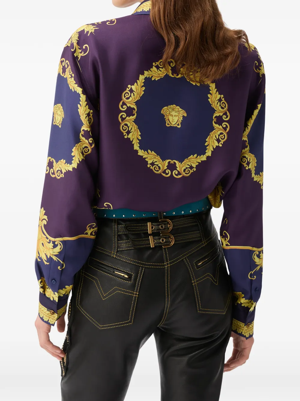 Versace Zijden twill blouse met print Paars