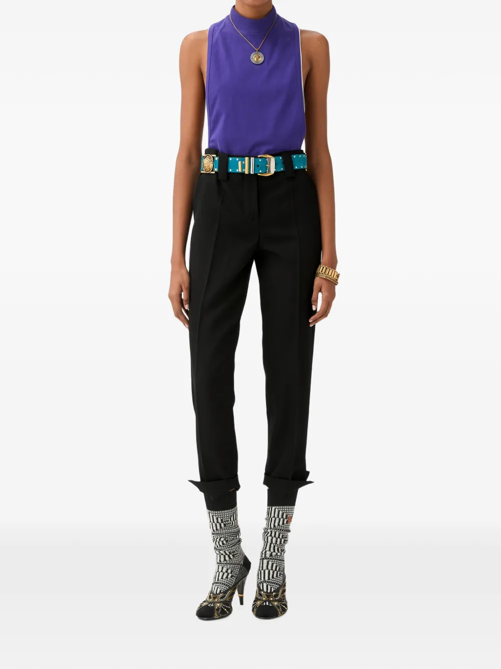 Versace Grain de Poudre wollen broek Zwart