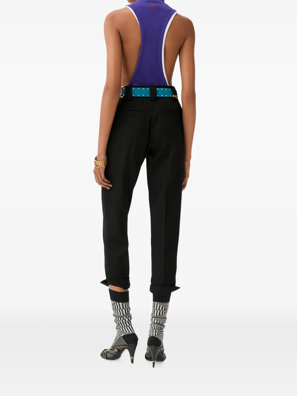Versace Grain de Poudre wollen broek Zwart