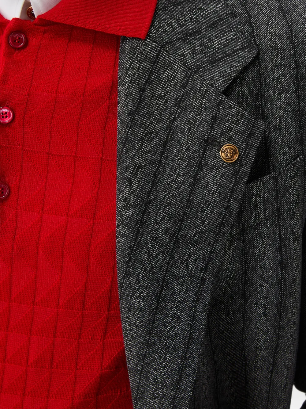 Versace Wollen twill ruimvallende blazer met krijtstreep Grijs