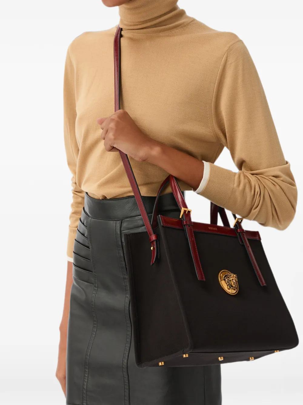 Versace Rivière canvas shopper Zwart
