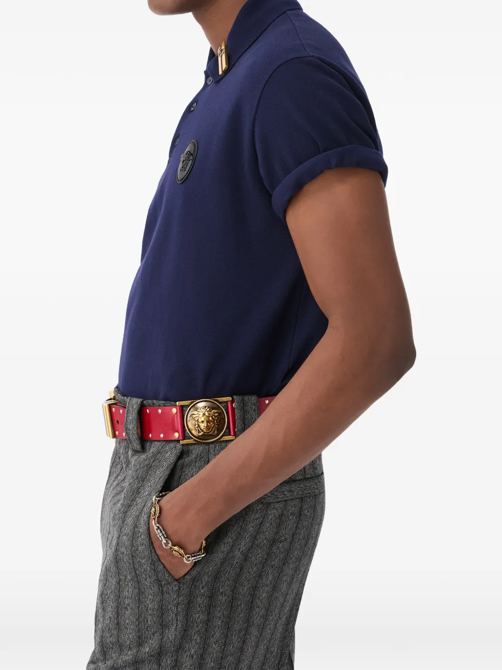 Versace Katoenen piqué poloshirt Blauw