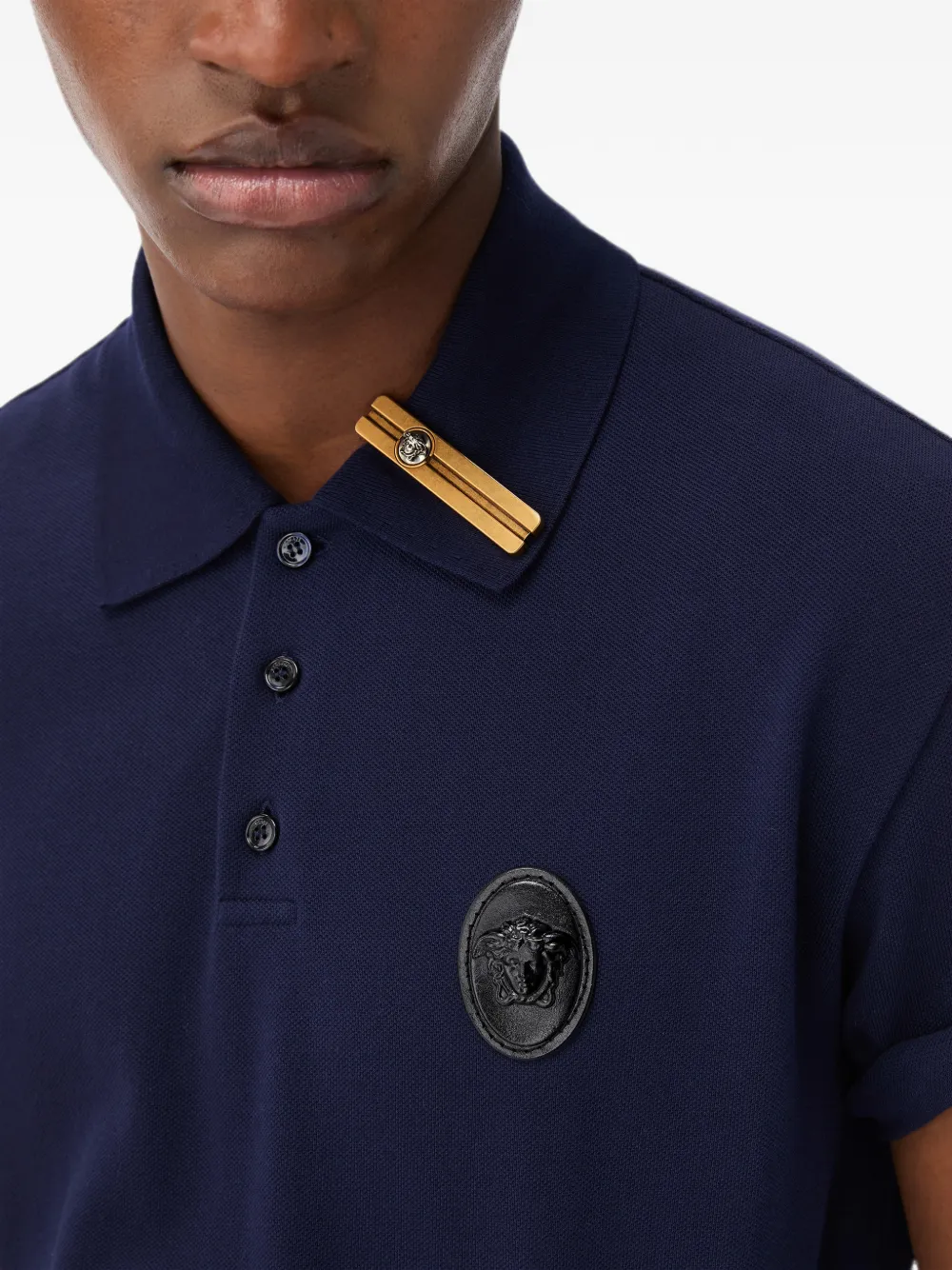 Versace Katoenen piqué poloshirt Blauw