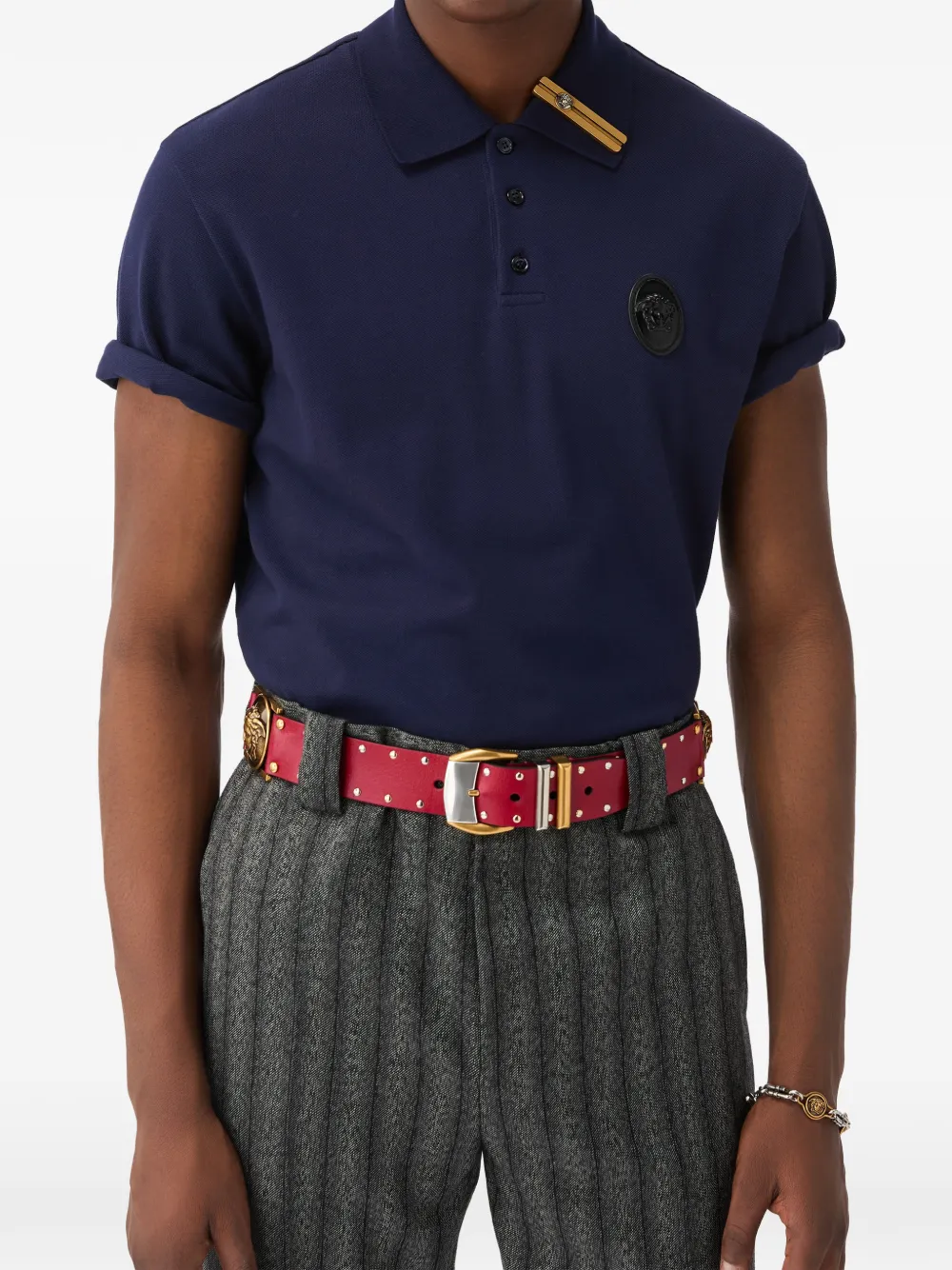 Versace Katoenen piqué poloshirt Blauw