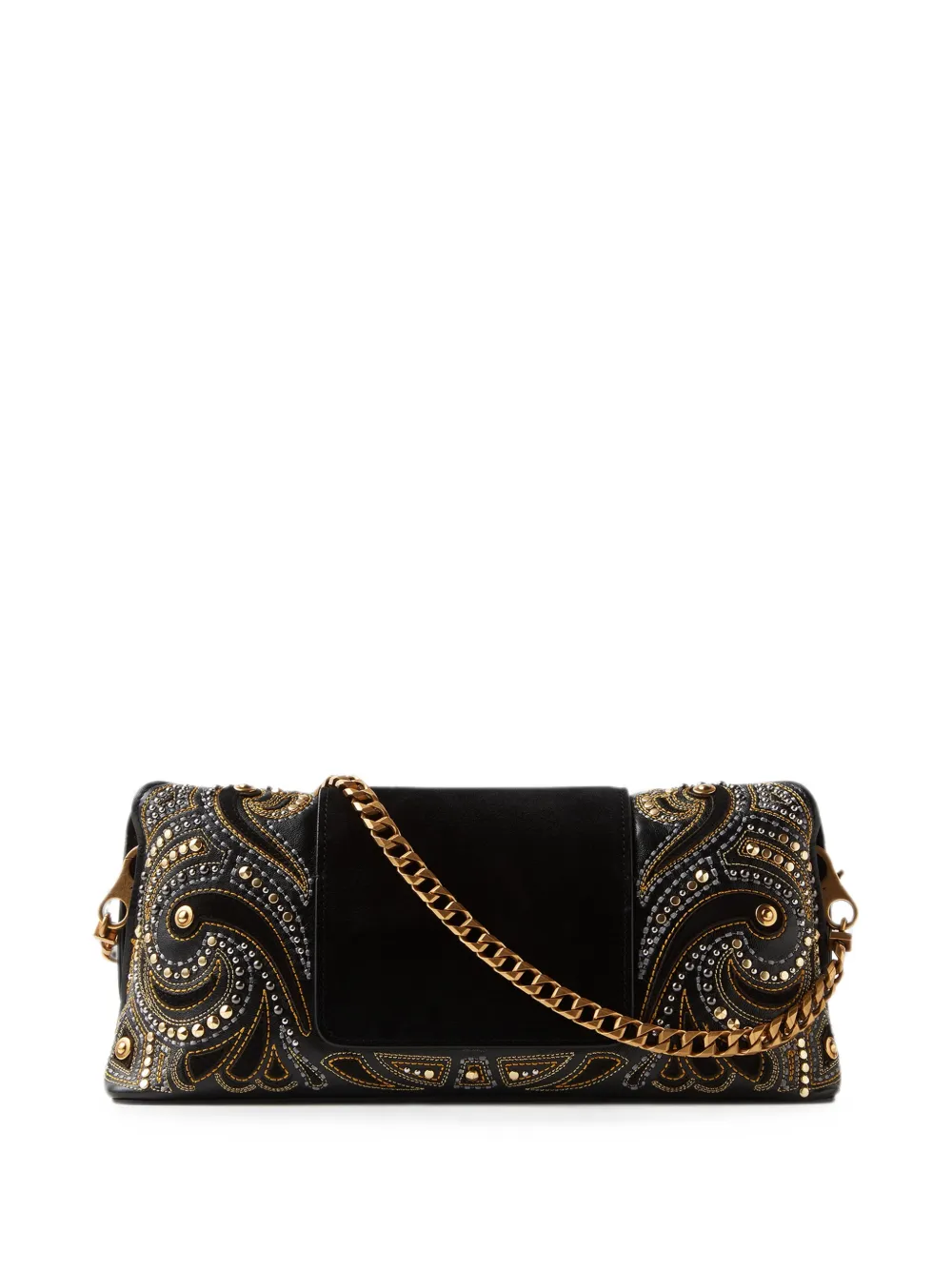 Versace Vivian geborduurde suède clutch Zwart