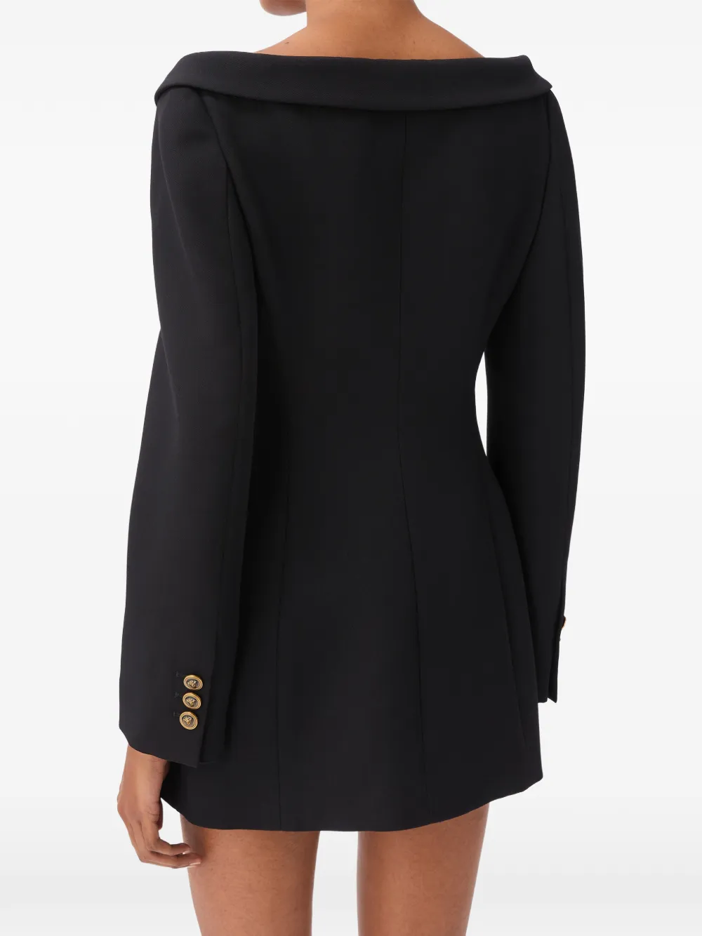 Versace Off-shoulder mini-jurk met Medusa-knoop Zwart