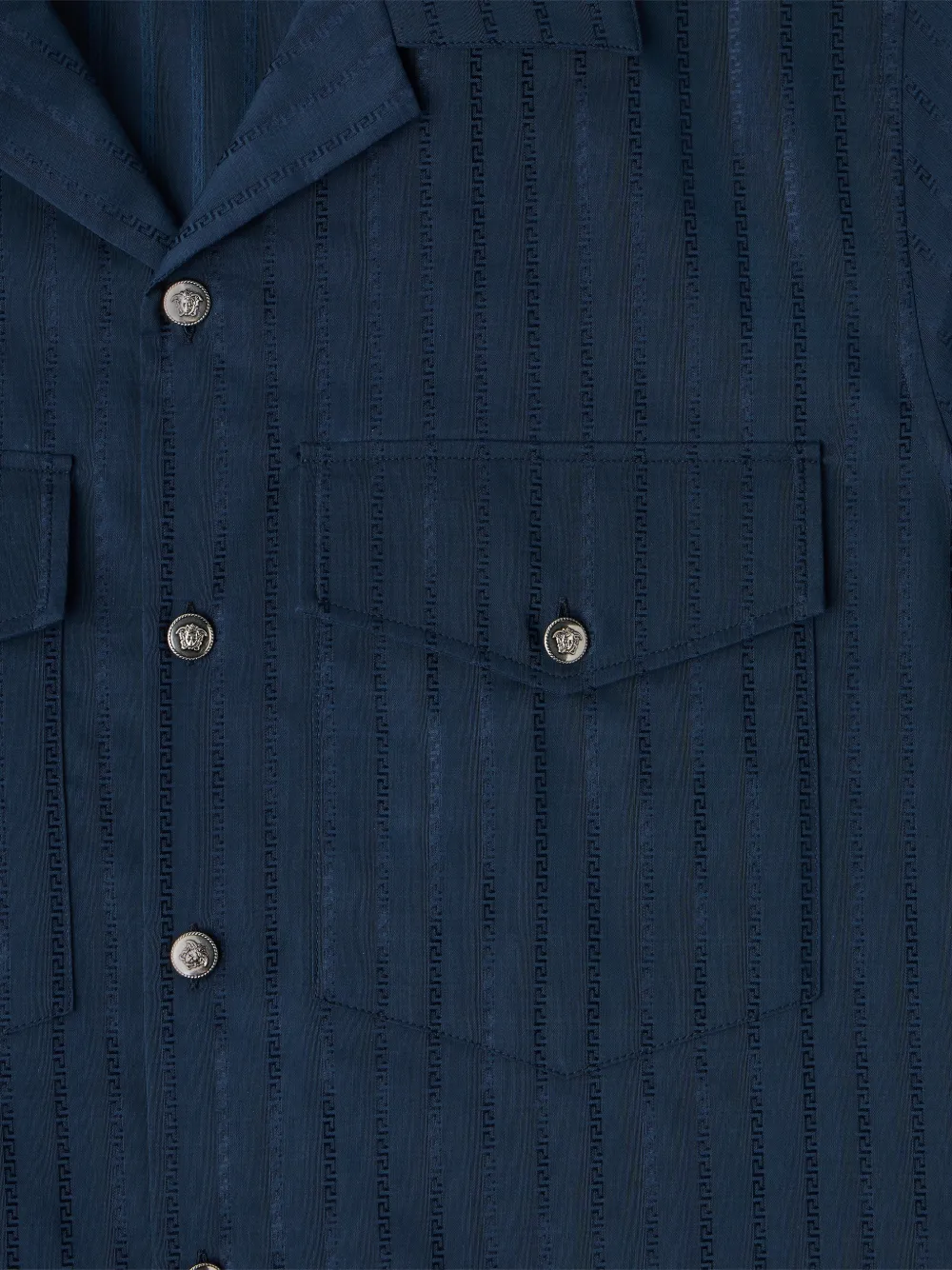Versace Katoenen-zijden overhemd met jacquard Blauw