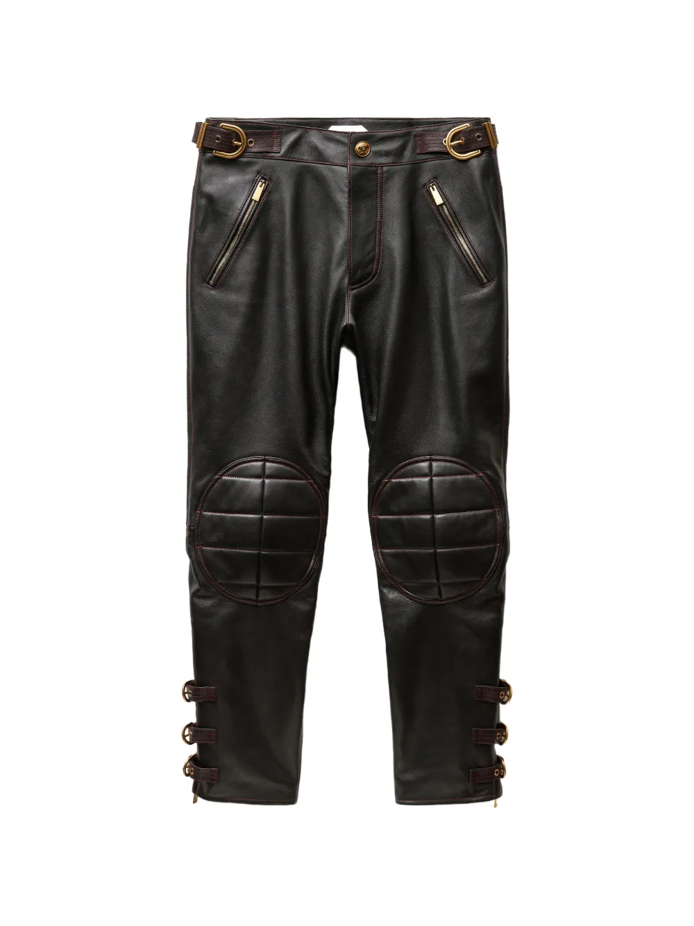 Versace Nappa Biker Trousers In Black