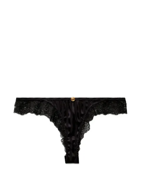 Versace lace-trim jacquard silk slip