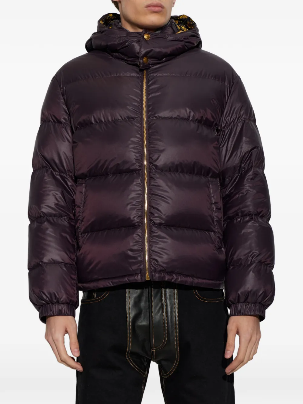 Versace Gewatteerd jack met afneembare capuchon Paars