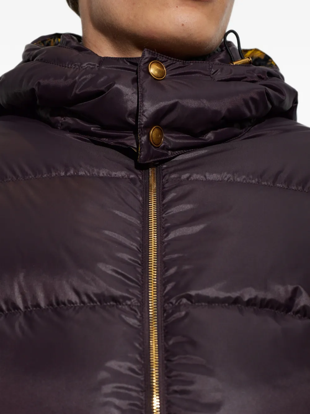 Versace Gewatteerd jack met afneembare capuchon Paars