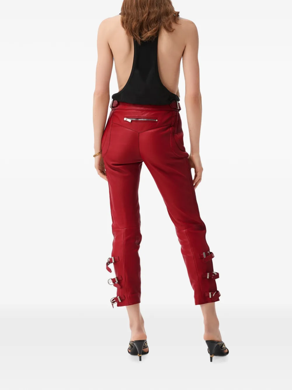 Versace Nappa bikerbroek Rood