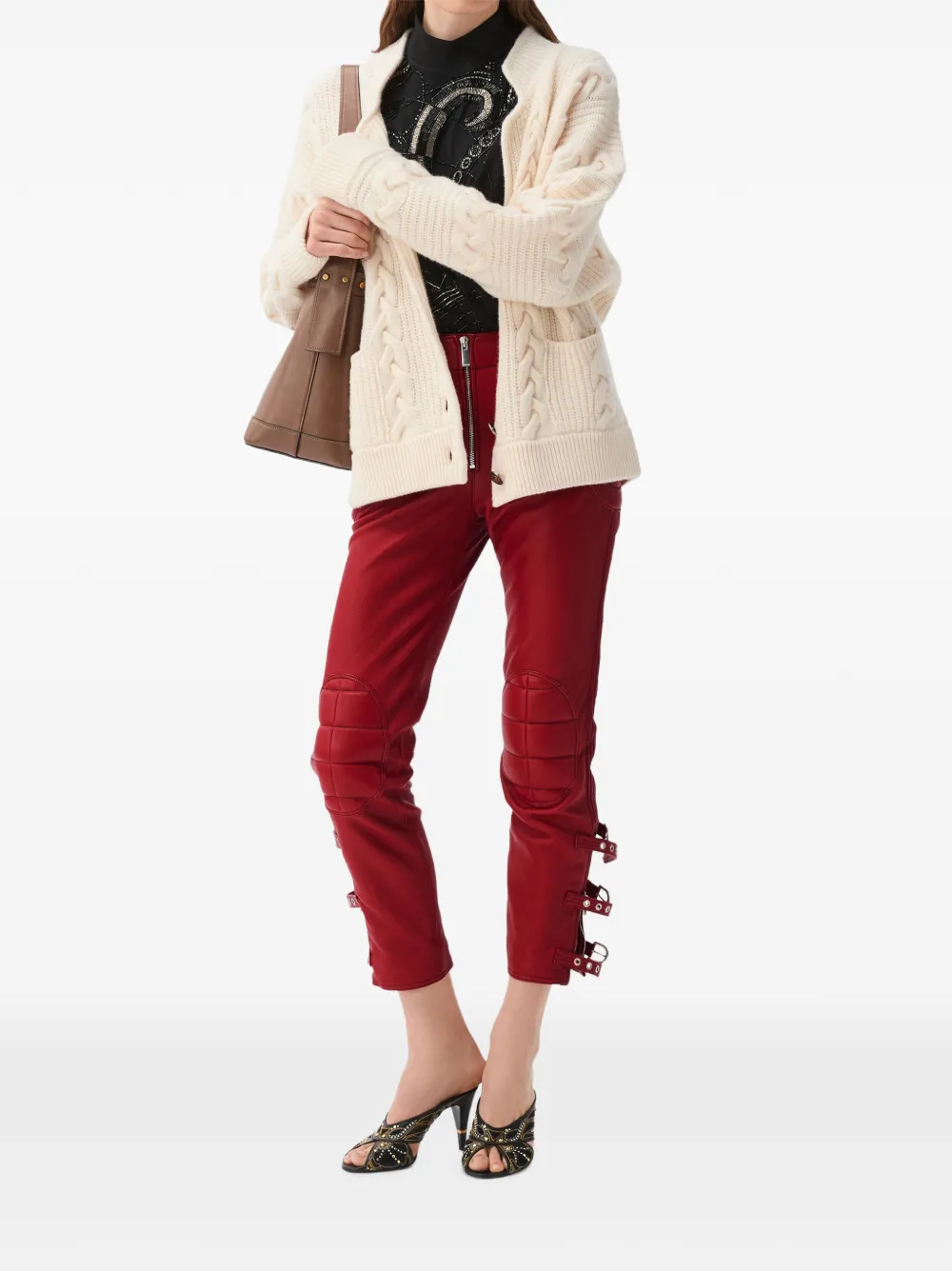 Versace Nappa bikerbroek Rood