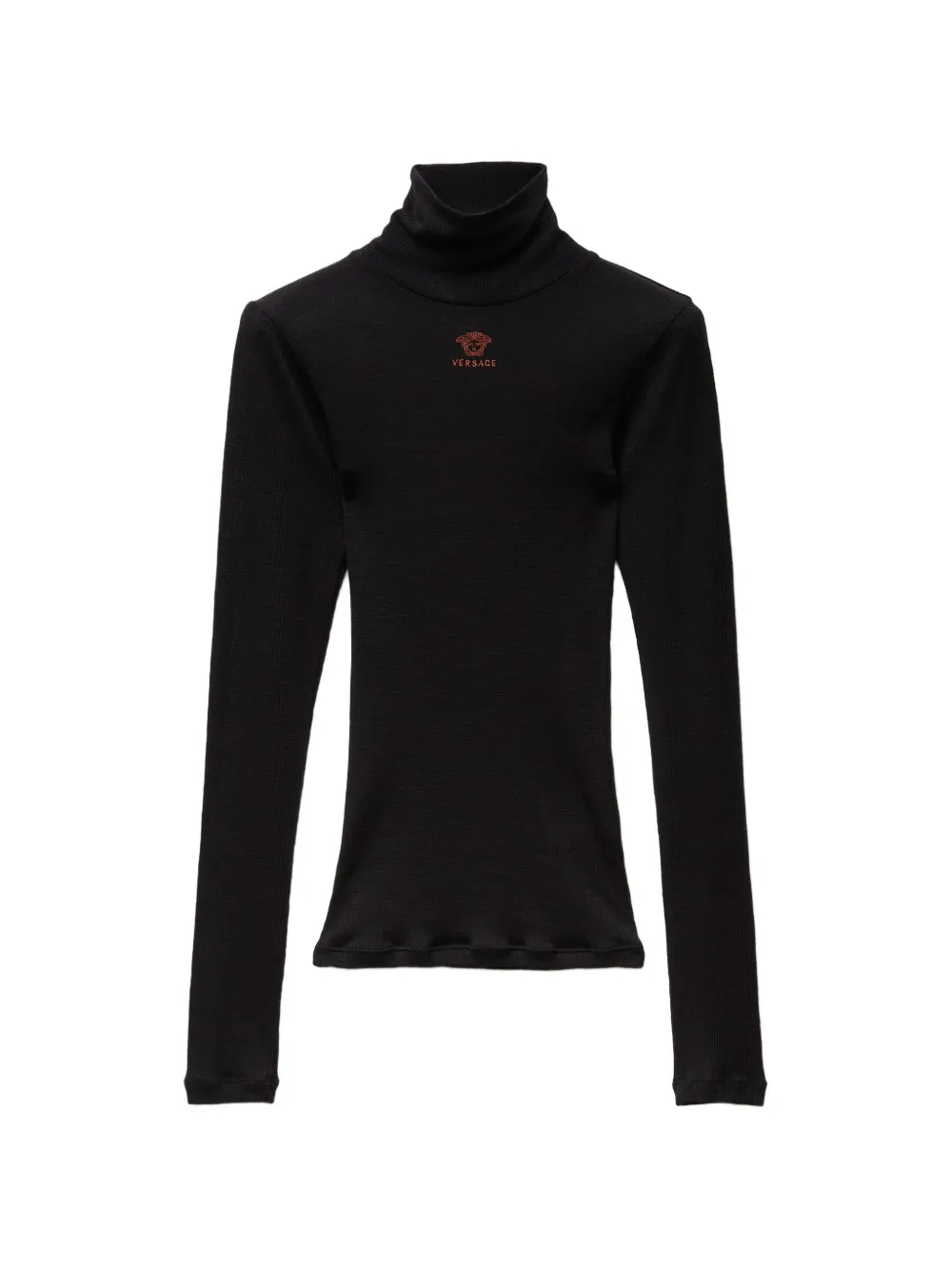 Versace embroidered-logo wool knit turtleneck sweater - Schwarz