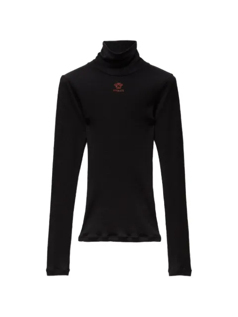 Versace embroidered-logo wool knit turtleneck sweater