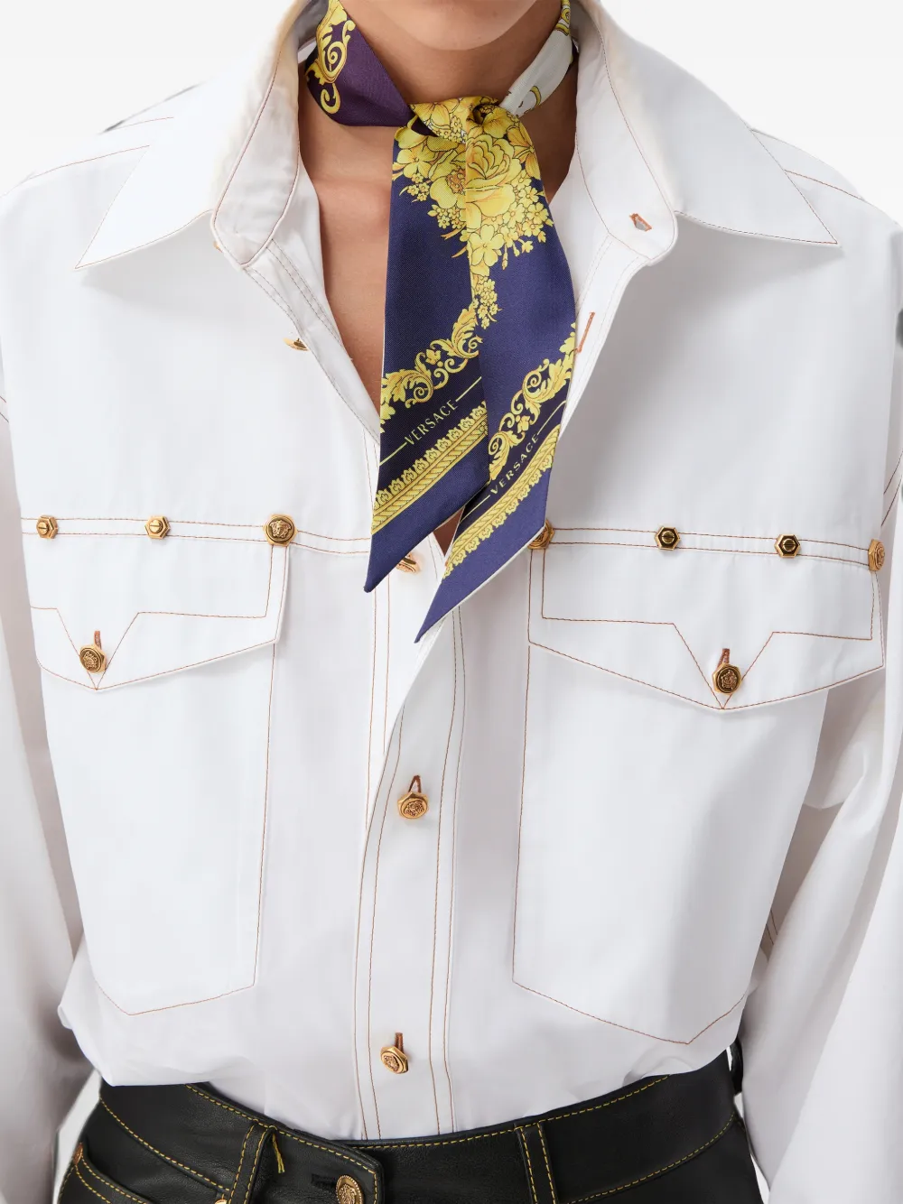 Versace Zijden twill lint met print Paars