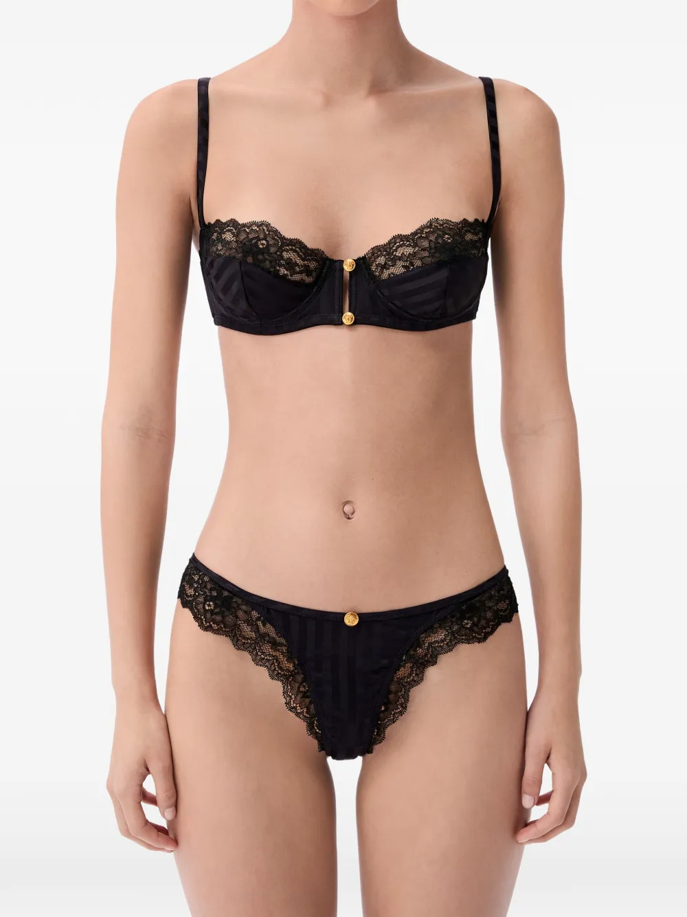 Versace Zijden bralette met kanten afwerking en jacquard Zwart