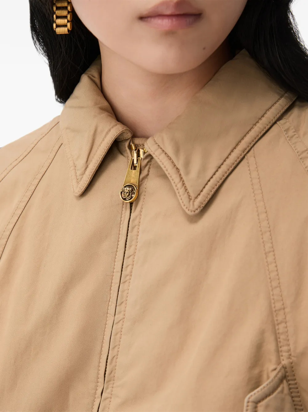 Versace Katoenen-gabardine jack met borduurwerk Beige