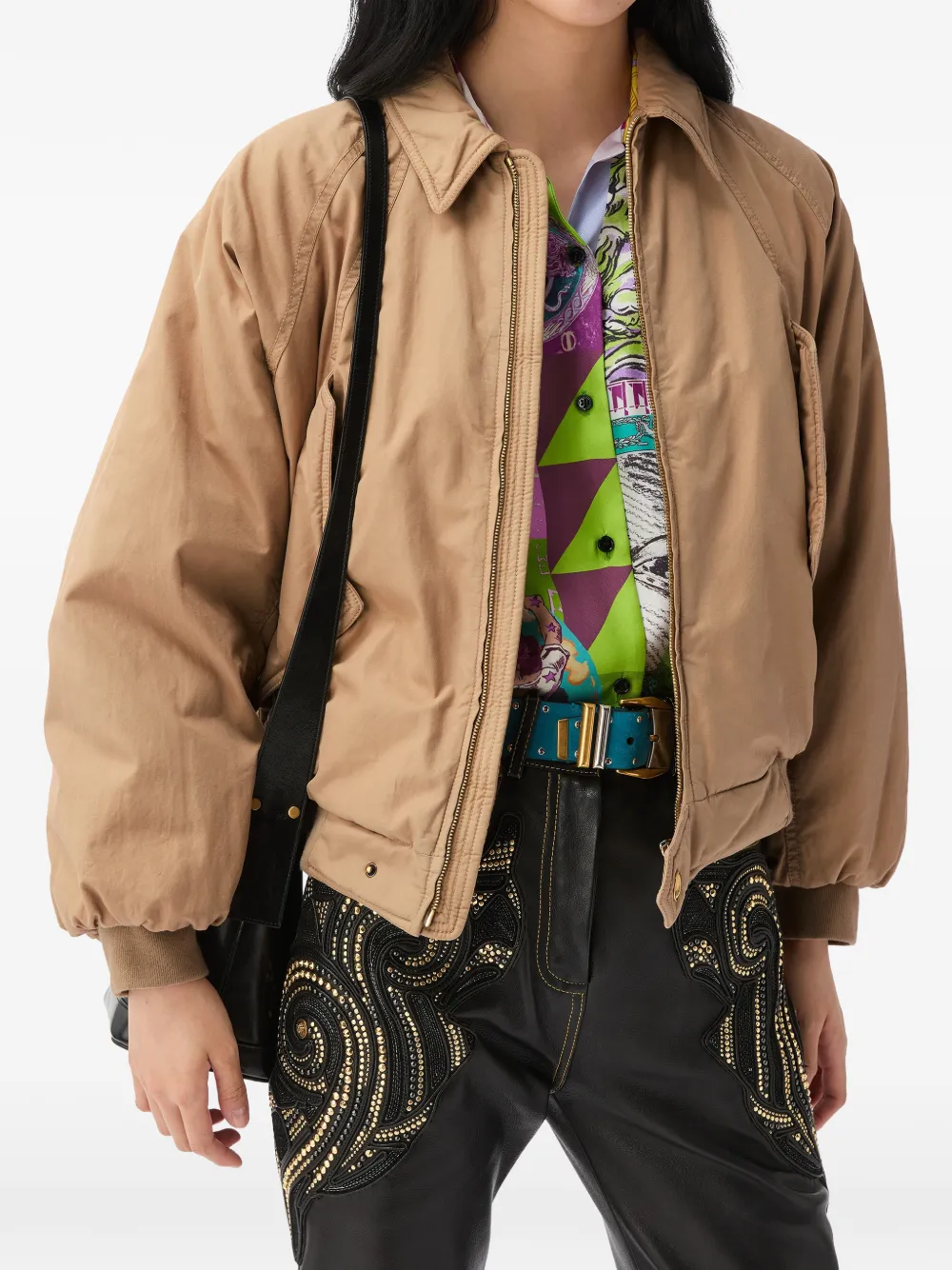Versace Katoenen-gabardine jack met borduurwerk Beige