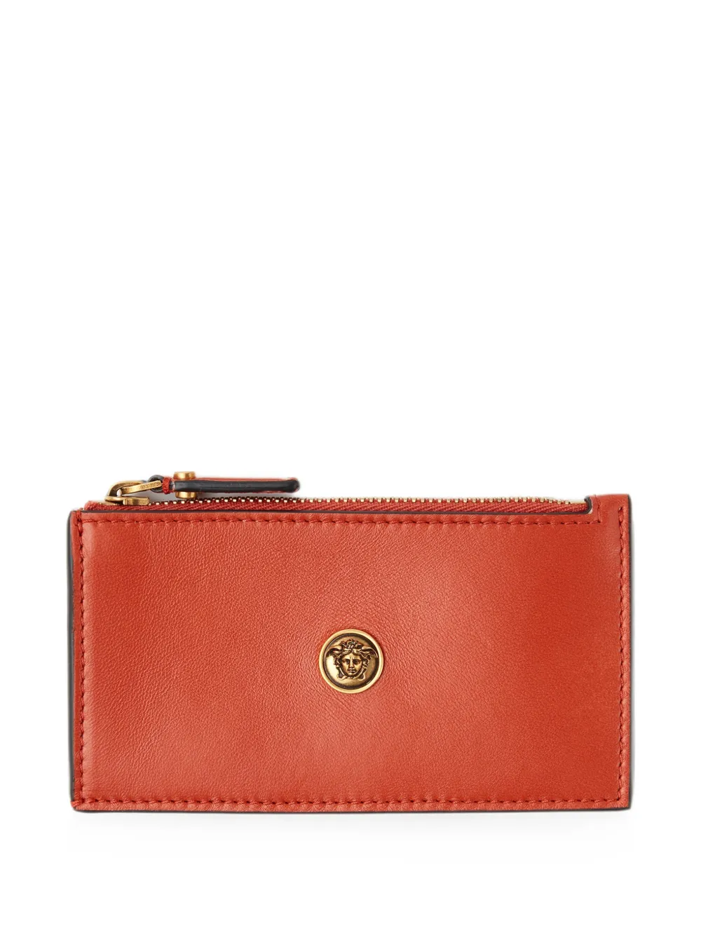 Versace Emblème leather zip card holder - Arancione