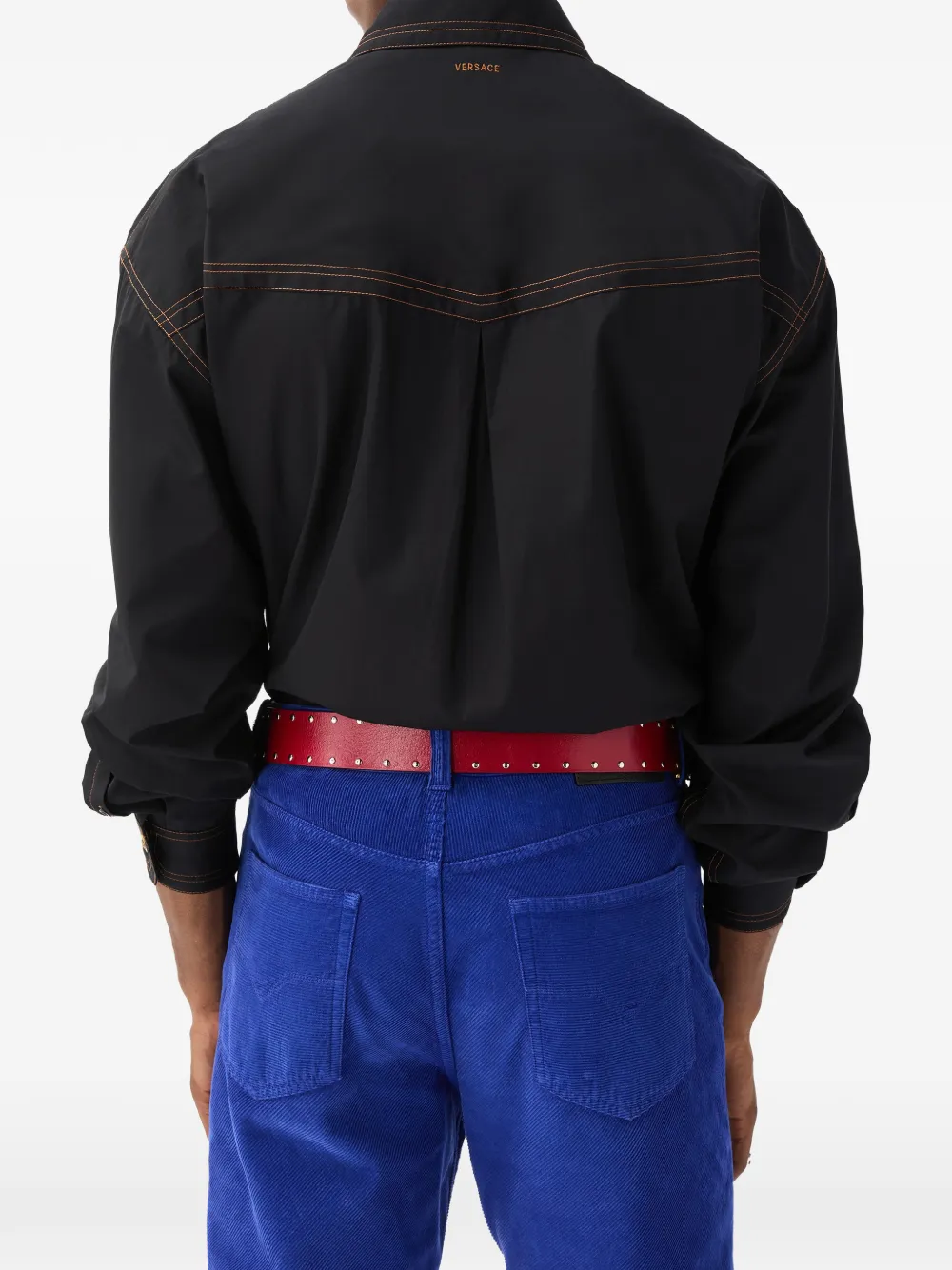 Versace Ruimvallend popeline overhemd Zwart