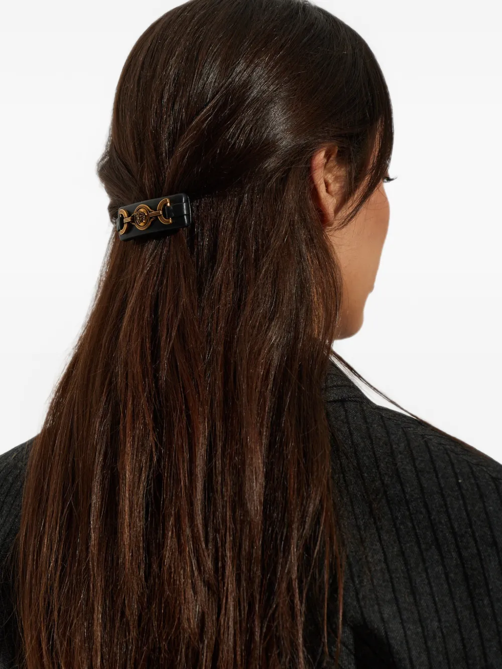 Versace leather hair clip Zwart