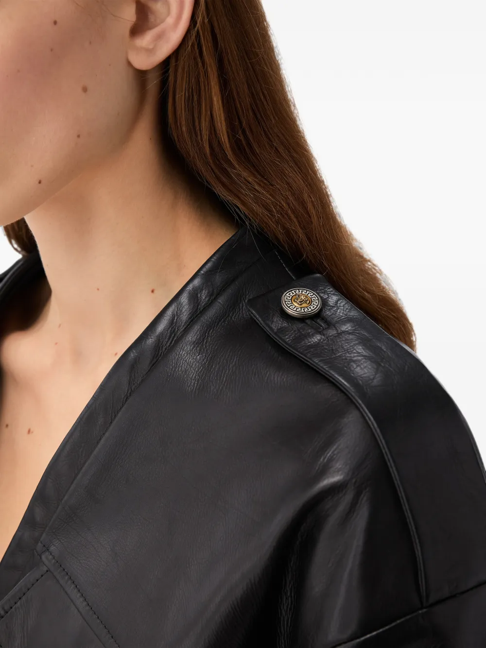 Versace Leren jack Zwart