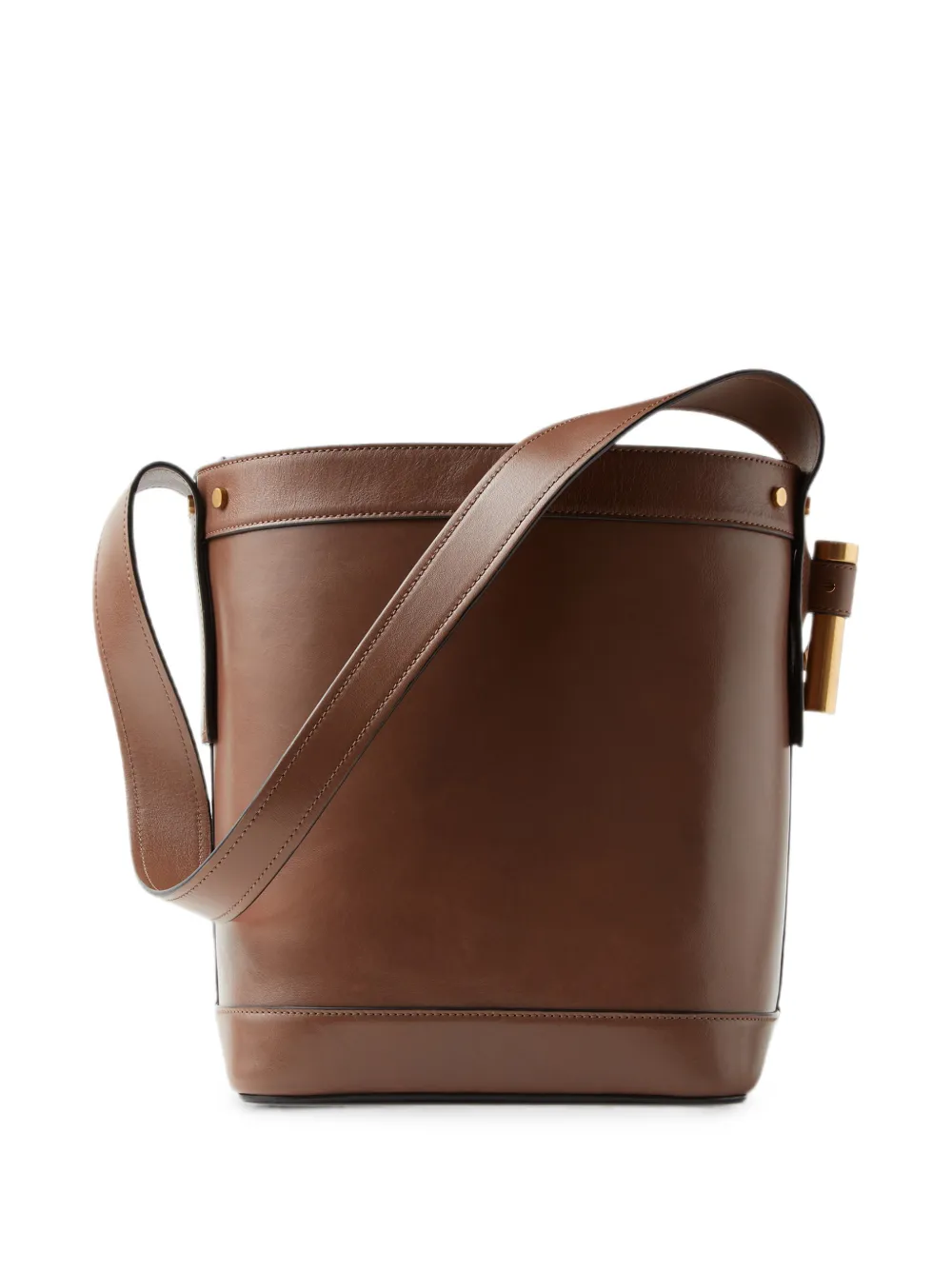 Versace Kleine Pivot leren bucket-tas Bruin