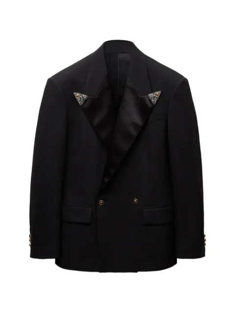 Versace embroidered-lapel wool stretch blazer