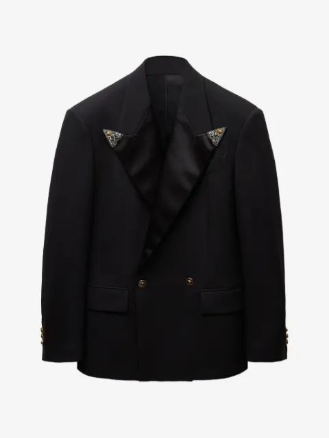 Versace embroidered-lapel wool stretch blazer