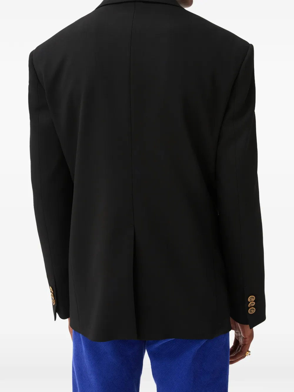 Versace Wollen stretch blazer met geborduurde revers Zwart