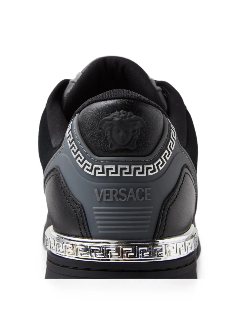 Versace Biggie Basket leren sneakers met jacquard Zwart