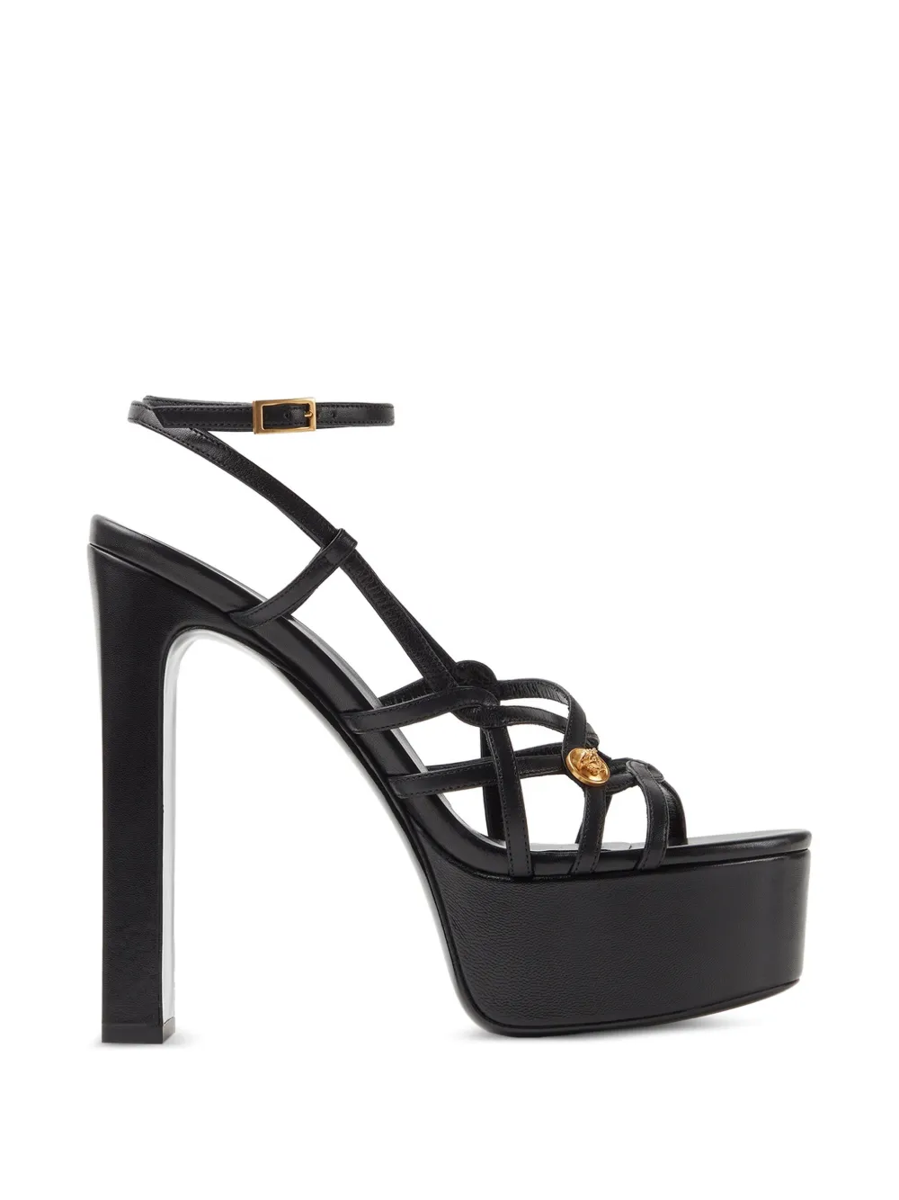 Versace Valentina nappa platform sandals 140 mm Zwart