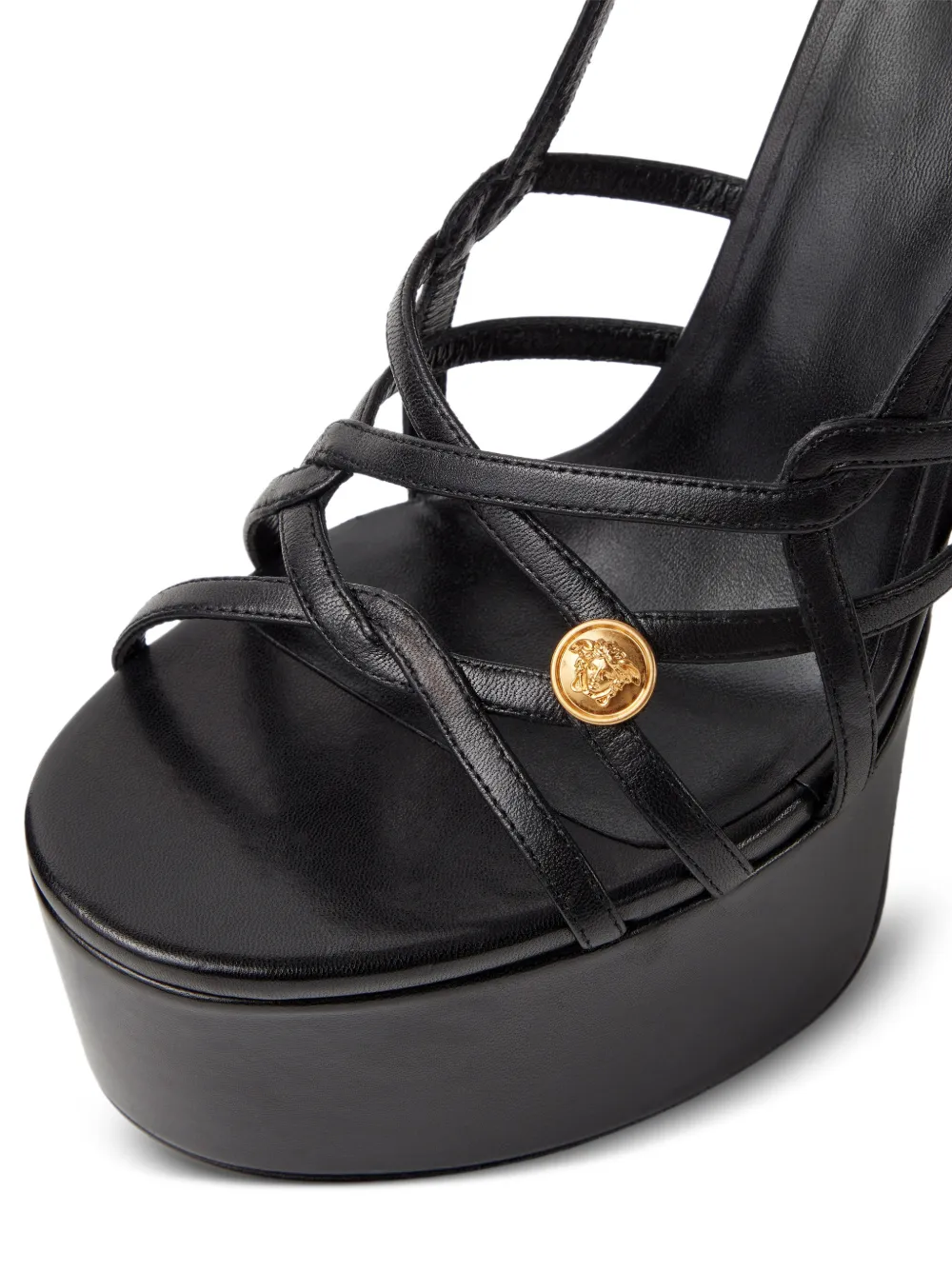 Versace Valentina nappa platform sandals 140 mm Zwart