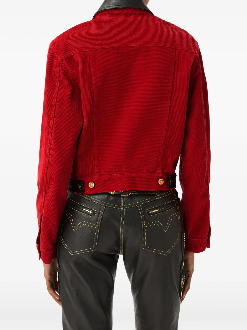 Versace Ribfluwelen jack Rood