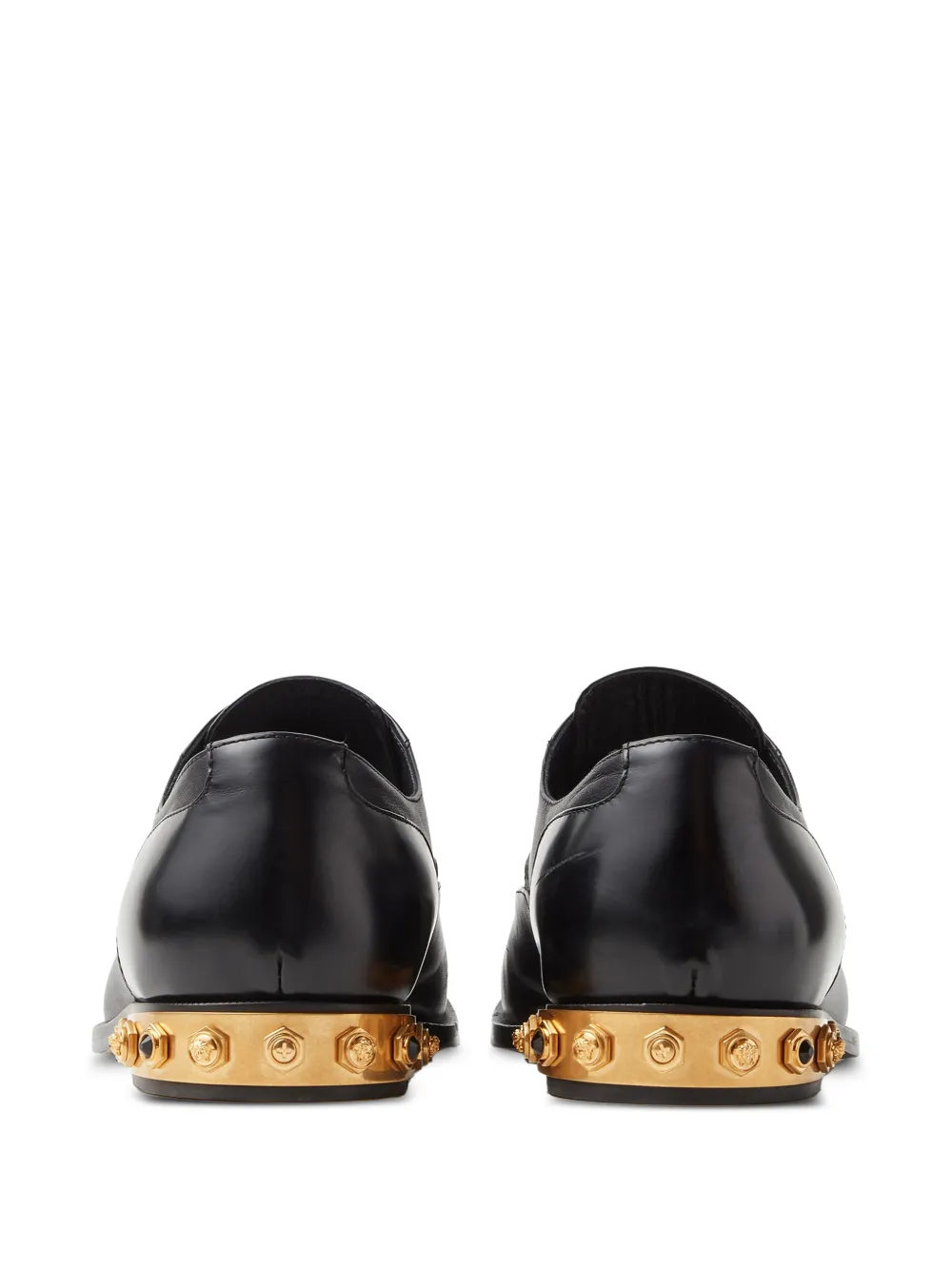 Versace Julio embellished leather lace-up shoes Zwart
