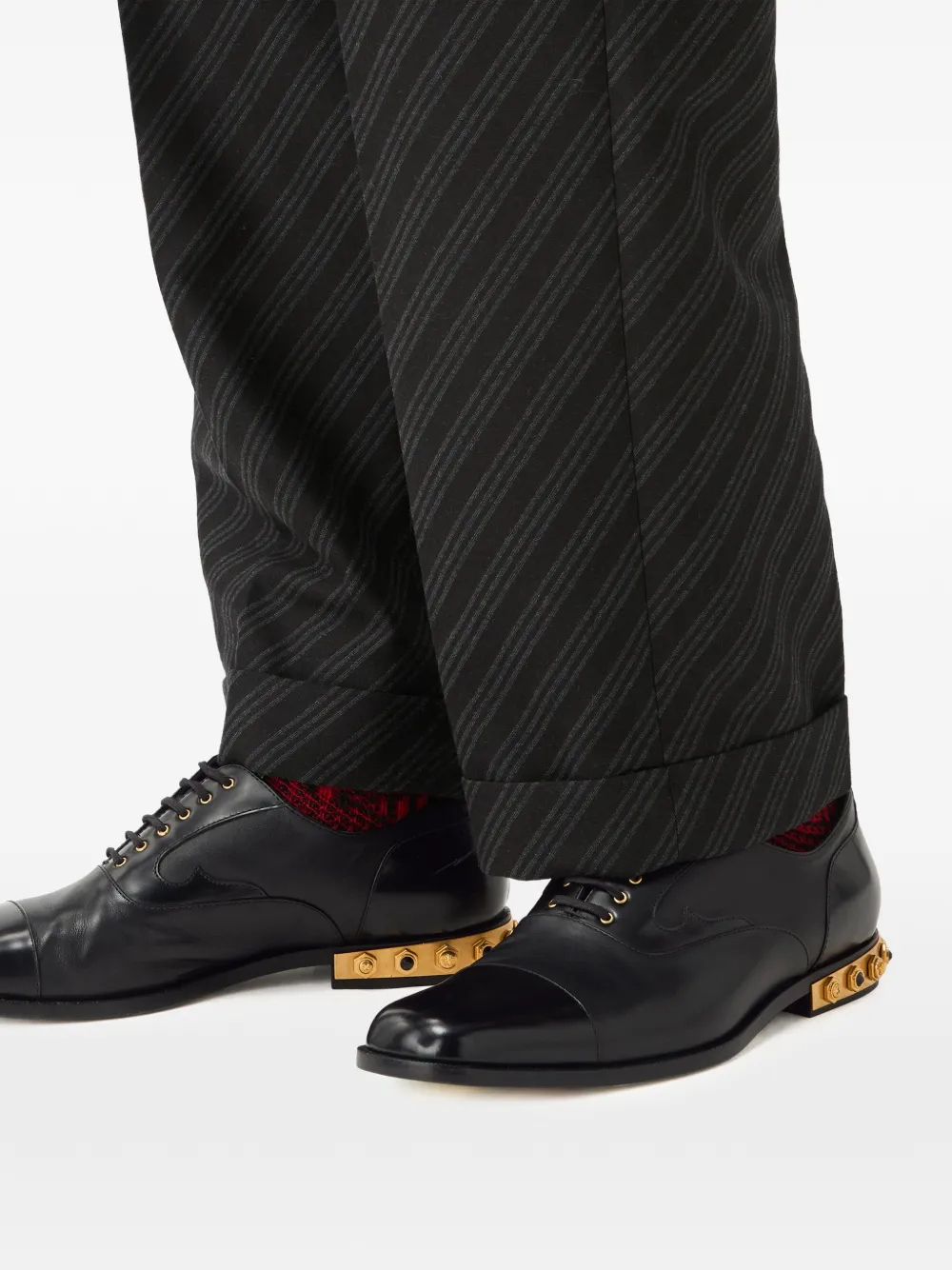 Versace Julio embellished leather lace-up shoes Zwart