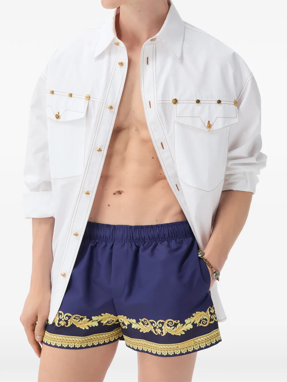 Versace Zwembroek met print Paars