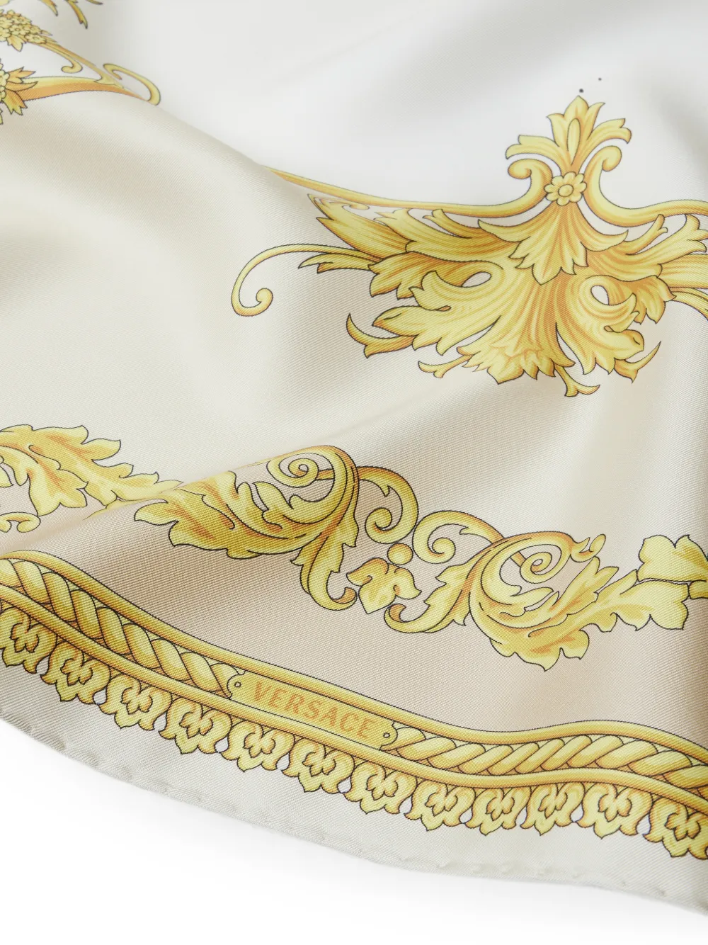 Versace Zijden twill sjaal met print (90 cm) Wit